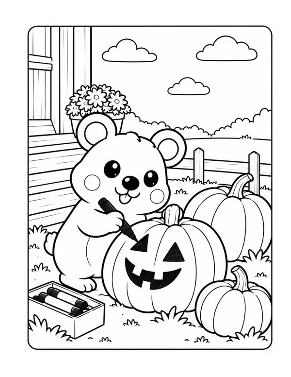 Halloween pages: carving a pumpkin