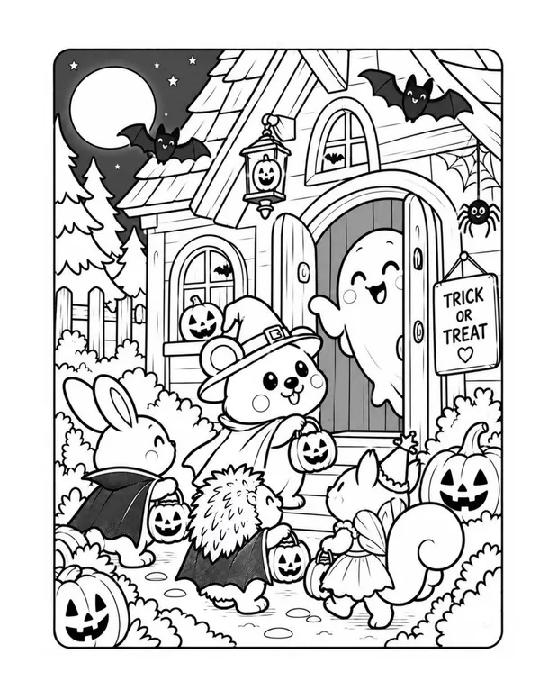 Trick or treat with friendly ghosts and bats