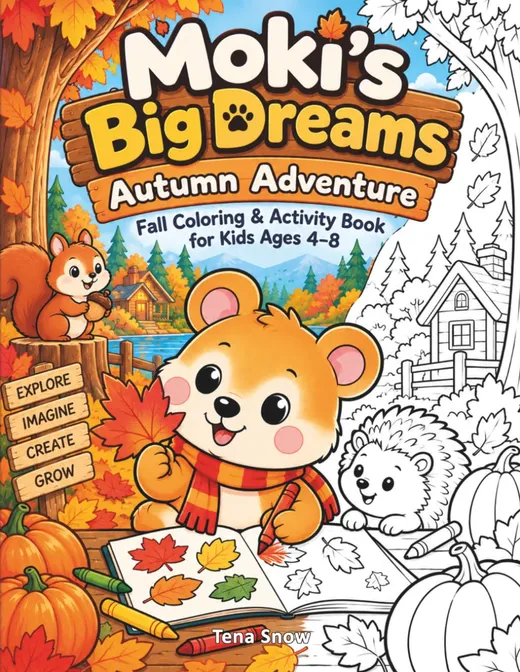 Moki's Big Dreams: Autumn Adventure — fall coloring and activity book cover